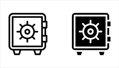 Set line Safe icon, solid filled and stroke thin line style isolated on white background.