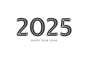 Happy New Year 2025 typography template calendar cover. Vector design for poster, banner, greeting card and invitation.