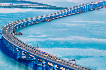 Mumbai Atal Setu Bridge: Aerial View Close up