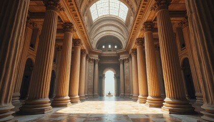 Obraz premium Grand Building with Tall Pillars and Glass Archway