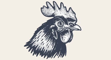 Chicken, hen head. Vintage retro print, chicken sketch ink pencil style drawing, engrave old school. Sketch artwork silhouette head chicken, white background. Side view profile. Vector Illustration