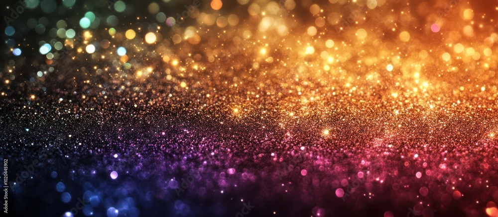 Wall mural abstract colorful bokeh lights background with sparkles and glitter.
