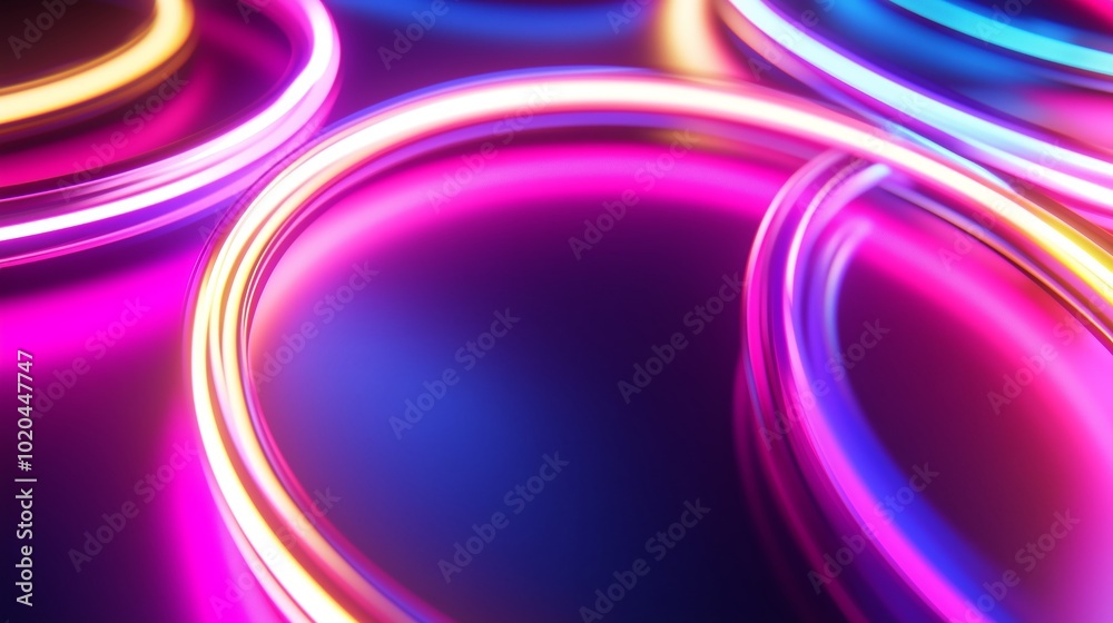 Poster colorful neon light patterns create a dynamic visual effect on a dark background at a modern event o