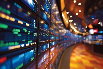 Stock market data display showing financial figures changing