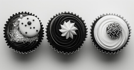 Black and White Cupcakes Decorated with Stars