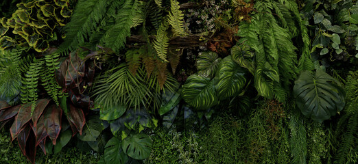 Leaf wall, plant wall, natural green wallpaper and background, nature wall, green forest nature background.