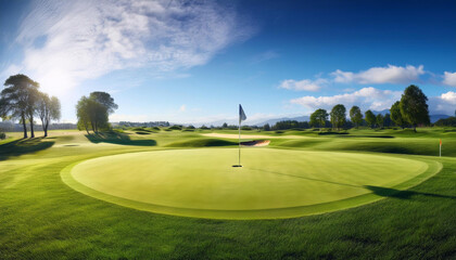 Serene Golf Teeing Ground with Green Grass and Clear Sky