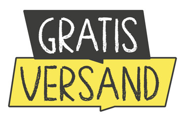 Gratisversand, Sprechblase, schwarz, gelb