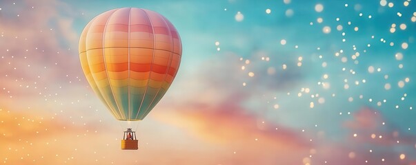 Obraz premium Create a captivating scene of a hot air balloon with twinkling holiday lights