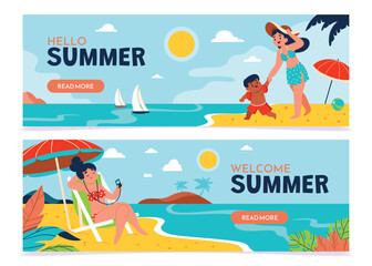 Vibrant Summer Beach Illustrations