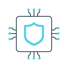 AI-Enhanced Cybersecurity Shield Vector Icon Design, protection, cyber defense, digital shield,