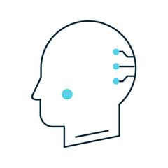 AI Enhanced Human Intelligence System Vector Icon Design, cognitive enhancement, future tech, AI head