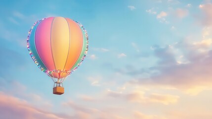 Fototapeta premium Illustrate a whimsical hot air balloon adorned in colorful Christmas lights
