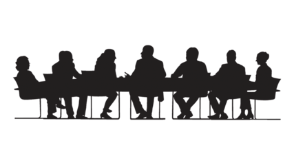 Board meeting silhouette png, transparent background