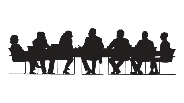 Board meeting silhouette png, transparent background