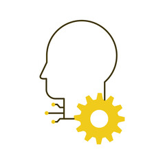 AI and Human Synergy for Problem Solving Vector Icon Design, cognitive thinking, neural networks, tech innovation