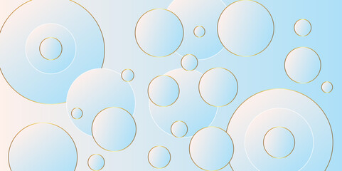 Modern abstract gradian background with transparent layers circle shape with shadow. blue and golden color technology concept background. abstract template design Banner Pattern texture concept.