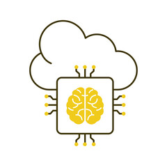 AI Cloud Computing for Smart Automation Vector ICon Design, cloud technology, AI automation