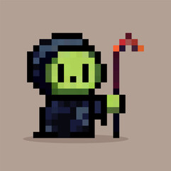 Halloween character cartoon in pixel art vector