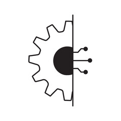 AI Automation Gear for Efficient Processes Vector Icon Design, automated process, smart technology, AI gear