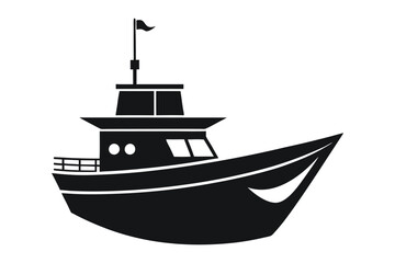 black and white ship silhouette vector illustration