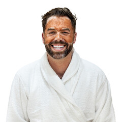 Obraz premium Png man in bathrobe sicker, massage design on transparent background