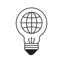 Obraz premium Global AI Innovation Bulb and Protection Vector Icon Design,