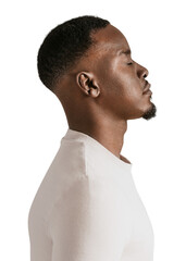 Man png, wearing white long sleeve, profile view