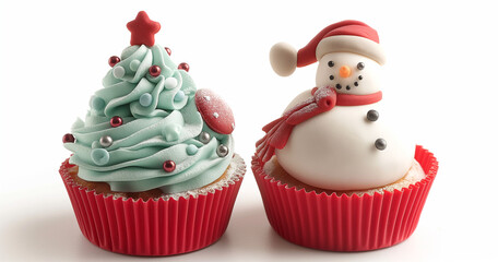 Christmas Tree and Snowman Cupcakes Festive Treats