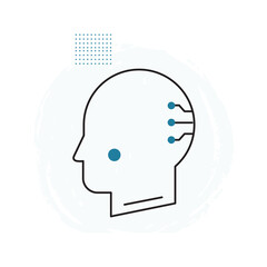 Human-AI Integration for Enhanced Intelligence Vector Icon Design, augmented cognition, AI head, tech innovation
