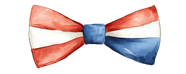 Bow Tie Isolated with French Flag Colors on White Background
