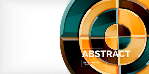 Obraz premium Abstract background - circles and round triangles with 3d effect. Vector Illustration For Wallpaper, Banner, Background, Card, Book Illustration, landing page