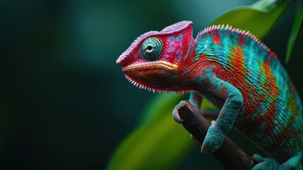 Fototapeta premium A Vibrant Chameleon Perched on a Branch