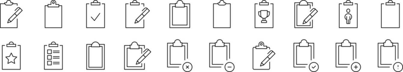 Clipboard Related Image Collection. Editable Stroke. Perfect for Infographics, Articles, Books, Flyers, Banners