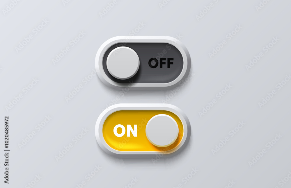 Wall mural on off switch button ui isolated white background. vector