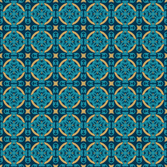 Blue and gold floral pattern, victorian and damask porcelain decorative wallpaper decor. talavera pattern design