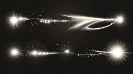 White Glowing Light Trails on a Black Background