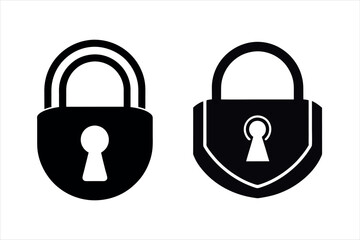 black and white lock vector set