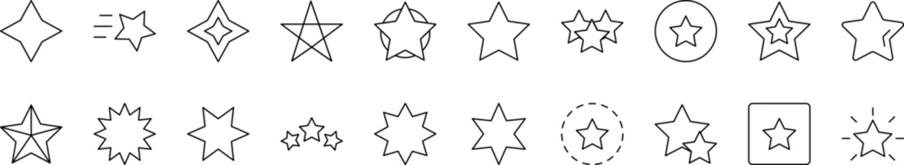 Star Outline Icon Collection. Editable Stroke. Perfect for Infographics, Articles, Books, Flyers, Banners