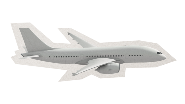 PNG 3D airplane sticker  white border, air travel vehicle, transparent background