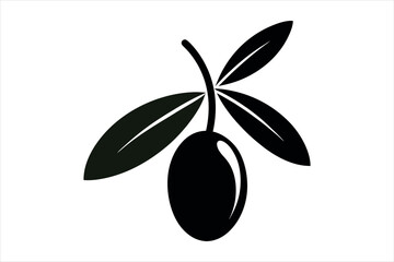 olive with leaves silhouette vector