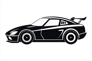 black and white car vector illustration