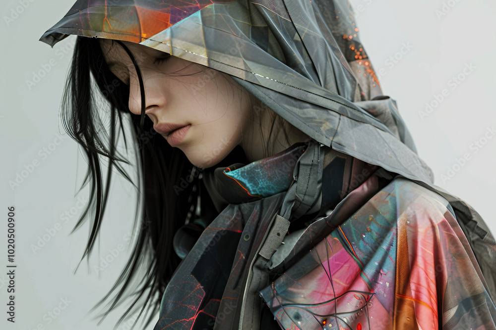 Wall mural cyberpunk futuristic person created with generative ai