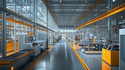industry 4.0 smart factory interior highlighting automated production lines IIoT machines and efficient workstations for optimized manufacturing and improved operational performance