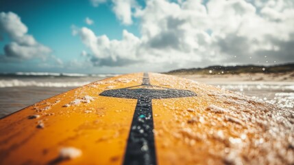 Close-Up of Kitesurfing Board on the Beach