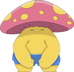 pink mushroom is laughing healthily