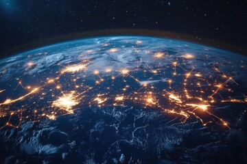 Obraz premium Earth at Night, Interconnected World