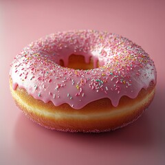 Delicious Pink Glazed Donut with Rainbow Sprinkles