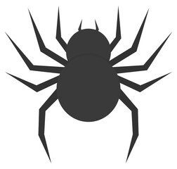 Black spider silhouette isolated on white background.