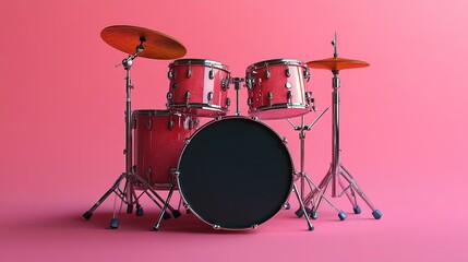Modern Drum Set, Red and Black